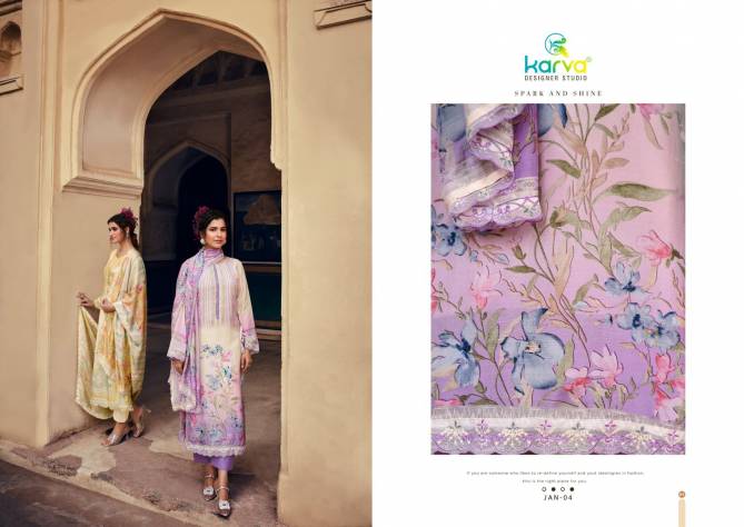 Jannat By Karva designer Viscose Muslin Digital Printed Dress Material Wholesale Shop In Surat